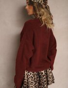 by swan Pulover Bordo Casual cu Lână Sassilae