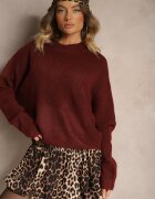 by swan Pulover Bordo Casual cu Lână Sassilae