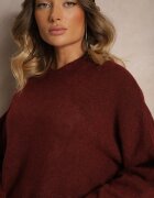 by swan Pulover Bordo Casual cu Lână Sassilae
