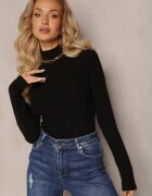 by swan Pulover Negru cu Guler înalt și Cusătură Decorativă Dayshawn