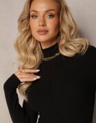 by swan Pulover Negru cu Guler înalt și Cusătură Decorativă Dayshawn