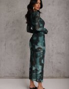 by swan Rochie Ajustată Verde Din Plasa Maxi Cu Crăpătură și Drapaje Soininen