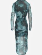 by swan Rochie Ajustată Verde Din Plasa Maxi Cu Crăpătură și Drapaje Soininen