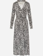 by swan Rochie Alb-Negru Cambrată Maxi cu Centură și Decolteu petrecut Anetil