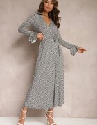 by swan Rochie Alb-Negru Petrecută cu Volan Lutorius