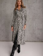by swan Rochie Alb-Negru stil cămașă Midi cu evazare și curea Lanibe