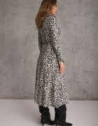 by swan Rochie Alb-Negru stil cămașă Midi cu evazare și curea Lanibe