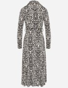 by swan Rochie Alb-Negru stil cămașă Midi cu evazare și curea Lanibe