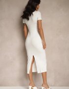 by swan Rochie Albă Bodycon cu croială mulată cu decolteu în V Efrerina