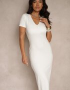 by swan Rochie Albă Bodycon cu croială mulată cu decolteu în V Efrerina