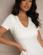 by swan Rochie Albă Bodycon cu croială mulată cu decolteu în V Efrerina