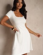 by swan Rochie Albă cu Viscoză cu croială evazată cu decolteu pătrat Miluriela