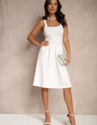 by swan Rochie Albă Evazată din Viscoză Edivaya