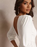 by swan Rochie Albă Mulată cu Decolteu Decorativ Izra