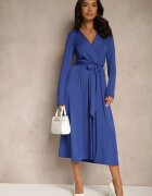 by swan Rochie Albastră Cambrată cu Cureaua cu Amestec de Viscoză Hrestalia
