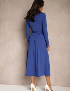 by swan Rochie Albastră Cambrată cu Cureaua cu Amestec de Viscoză Hrestalia
