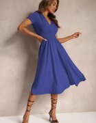 by swan Rochie Albastră Cambrată cu Decolteu Petrecut cu Croi Evazat Rimadea