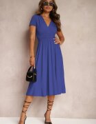 by swan Rochie Albastră Cambrată cu Decolteu Petrecut cu Croi Evazat Rimadea