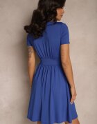 by swan Rochie Albastră Încrețită din Viscoză cu Croi Evazat Petrecut Adivlia