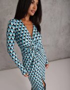 by swan Rochie Albastră Strâmtă cu Decolteu Petrecut și Model Geometric Nohea