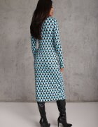 by swan Rochie Albastră Strâmtă cu Decolteu Petrecut și Model Geometric Nohea