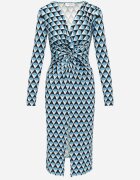 by swan Rochie Albastră Strâmtă cu Decolteu Petrecut și Model Geometric Nohea