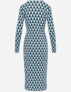 by swan Rochie Albastră Strâmtă cu Decolteu Petrecut și Model Geometric Nohea