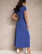 by swan Rochie Albastră Taliată cu Drapaje Decorative și Amestec de Vâscoză Avenile