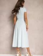by swan Rochie Albastru deschis cu croială cambrată cu imitație de nod și decolteu triunghiular Telvitela