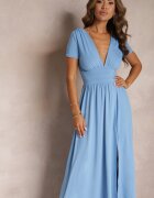 by swan Rochie Albastru deschis Maxi cu croi evazat și șliț Zarya