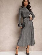 by swan Rochie Argintie Elegantă cu Viscoză și Brocart Werista
