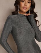 by swan Rochie Argintie Elegantă cu Viscoză și Brocart Werista