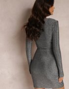 by swan Rochie Argintie Petrecută cu Drapaj Mivi