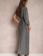 by swan Rochie Argintie Strălucitoare Maxi cu Croială Asimetrică cu Decolteu Triunghiular și Crapatură Imisnna