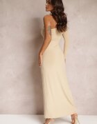 by swan Rochie Asimetrică Maxi Bej Decorată cu Drapaj Kiari