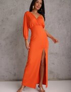 by swan Rochie Asimetrică Portocalie cu Elastic în Talie și Lanț la Umăr Jisse