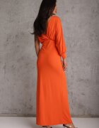 by swan Rochie Asimetrică Portocalie cu Elastic în Talie și Lanț la Umăr Jisse