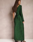 by swan Rochie Asimetrică Verde cu Finisaj Metalic Fentă și Drapaj Abevinna