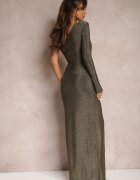 by swan Rochie Aurie Asimetrică cu Finisaj Metalic Fantă și Drapaj Abevinna