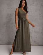 by swan Rochie Aurie Sclipitoare Maxi cu Top Asimetric și Fustă Evazată Eulita