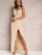 by swan Rochie bej asimetrică cu elastic în talie și lanț la umăr Jisse