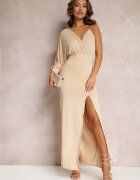 by swan Rochie bej asimetrică cu elastic în talie și lanț la umăr Jisse
