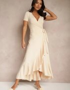 by swan Rochie Bej cu croială petrecută cu volane Zleffia