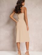 by swan Rochie Bej cu Despicătură pe Bretele Neave