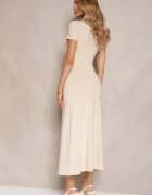 by swan Rochie Bej deschis Bodycon cu drapaj în talie și mâneci scurte Aterezza