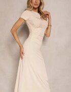 by swan Rochie Bej deschis Bodycon cu drapaj în talie și mâneci scurte Aterezza