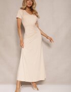by swan Rochie bej deschis cambrată cu volane decorative și cu un adaos de viscoză Avenile