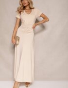 by swan Rochie bej deschis cambrată cu volane decorative și cu un adaos de viscoză Avenile