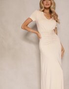 by swan Rochie bej deschis cambrată cu volane decorative și cu un adaos de viscoză Avenile