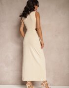 by swan Rochie bej deschis cu vâscoză ornament metalic și decupaje laterale Odivane